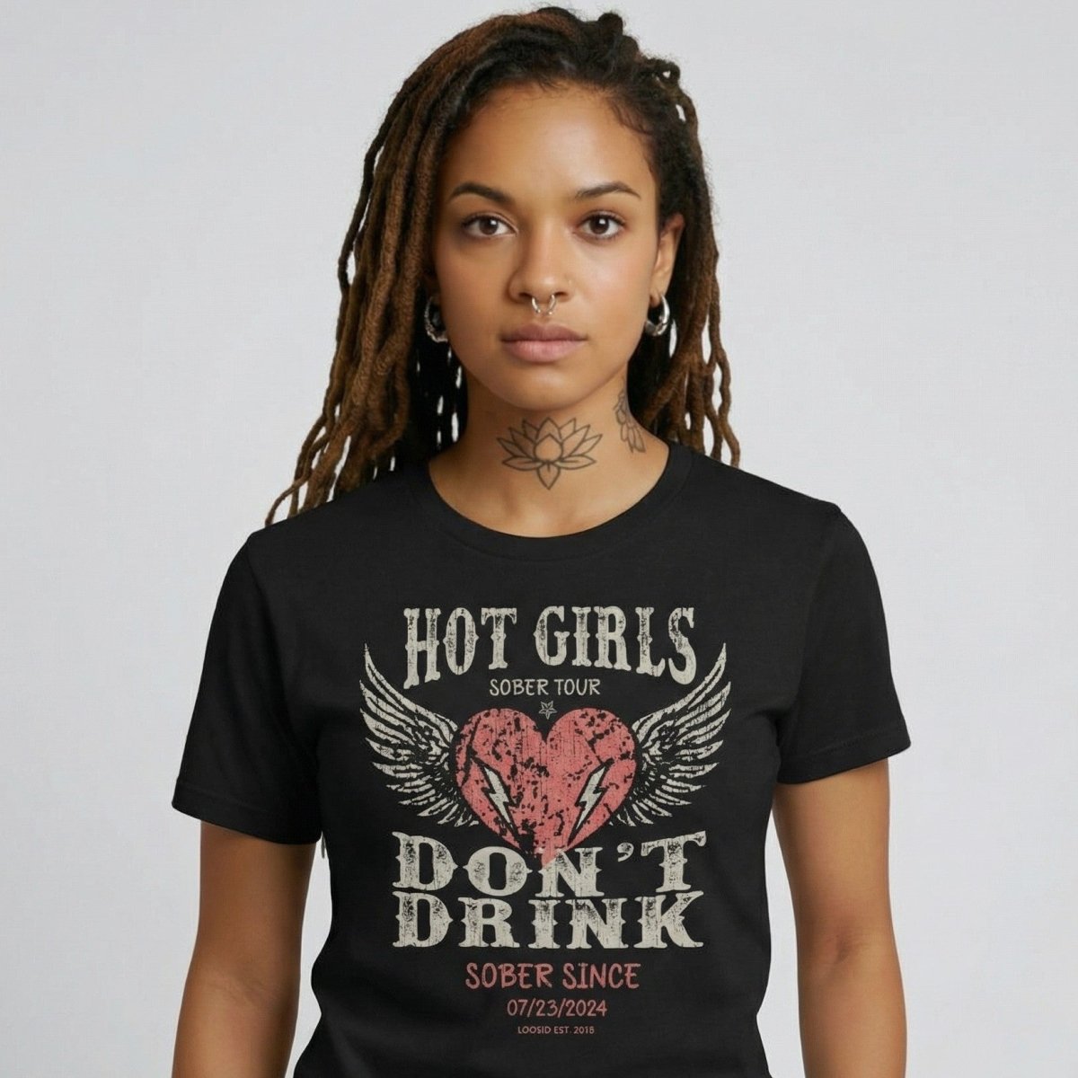 Hot Girls T-shirt with Custom Sobriety Date