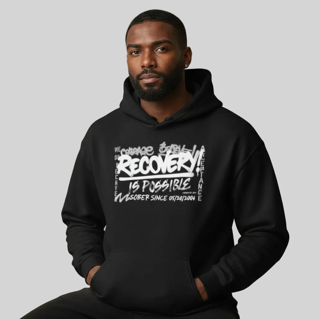 Recovery Hoodie | Men’s Recovery Is Possible Hoodie with Date
