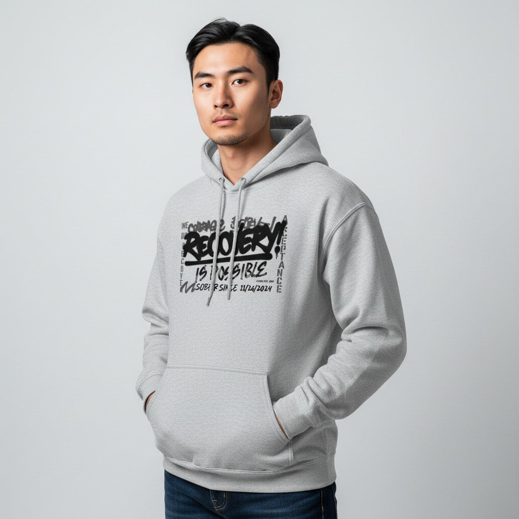 Recovery Hoodie | Men’s Recovery Is Possible Hoodie with Date