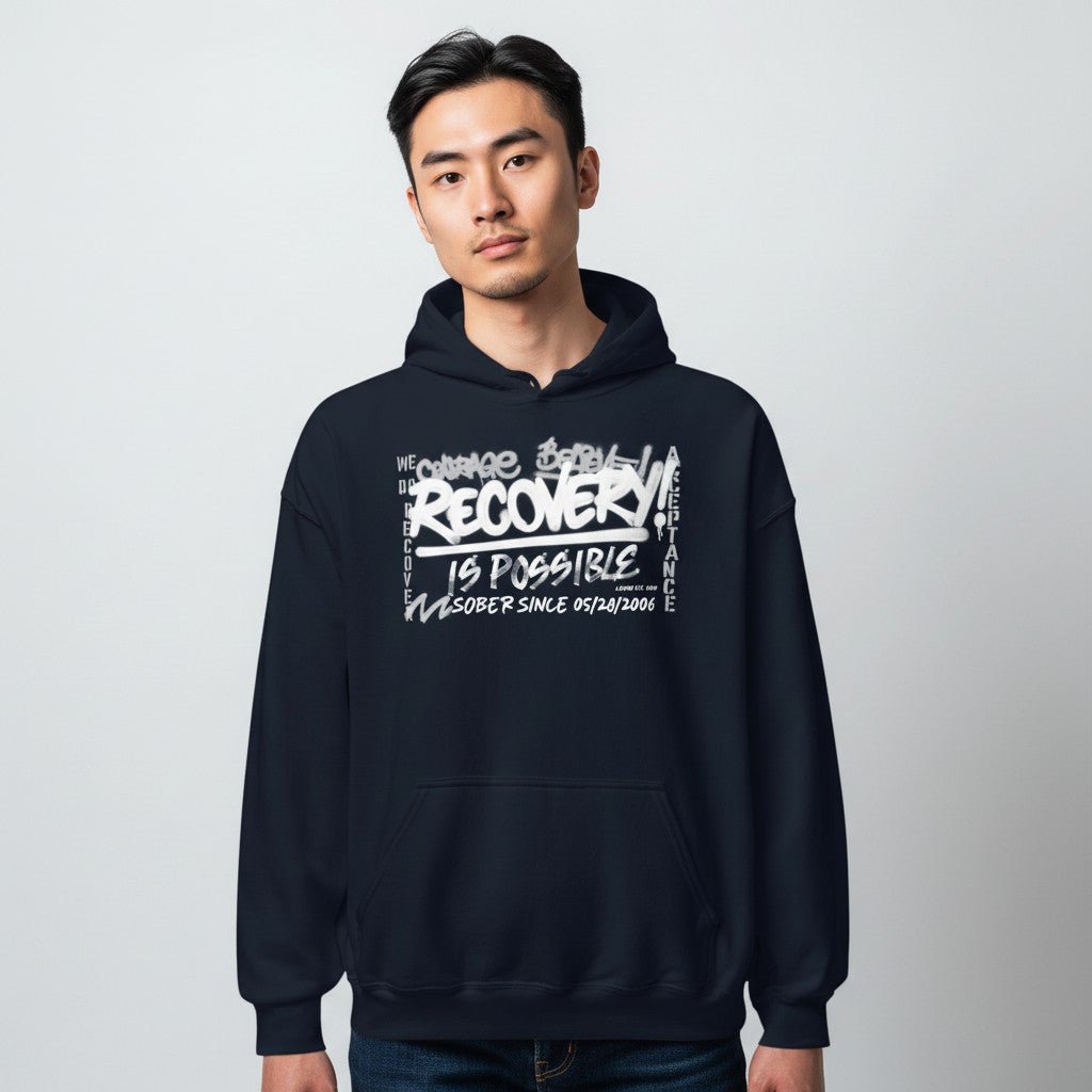 Recovery Hoodie | Men’s Recovery Is Possible Hoodie with Date