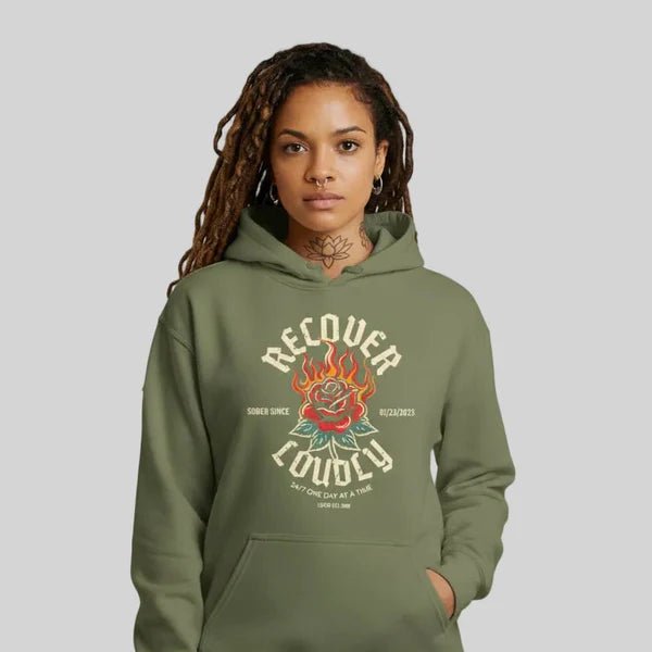 Recovery Hoodie | Recover Loudly Custom Sobriety Date Unisex Hoodie