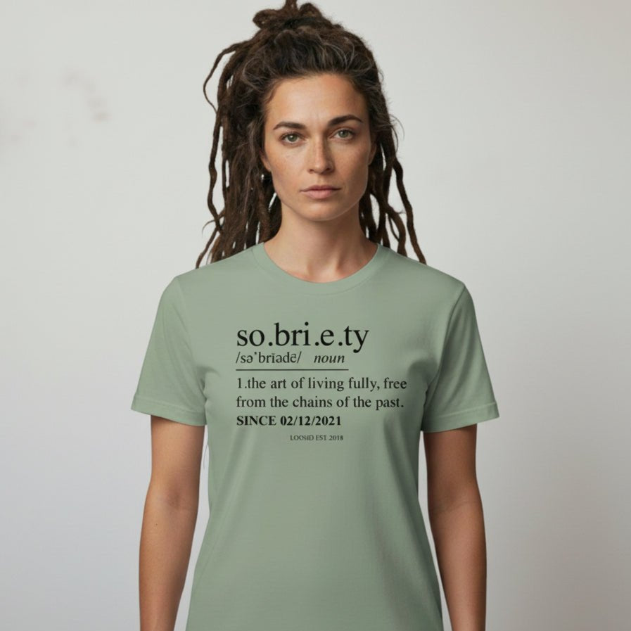 Sober T Shirt | Women's Sobriety Definition Tee with Custom Sober Date
