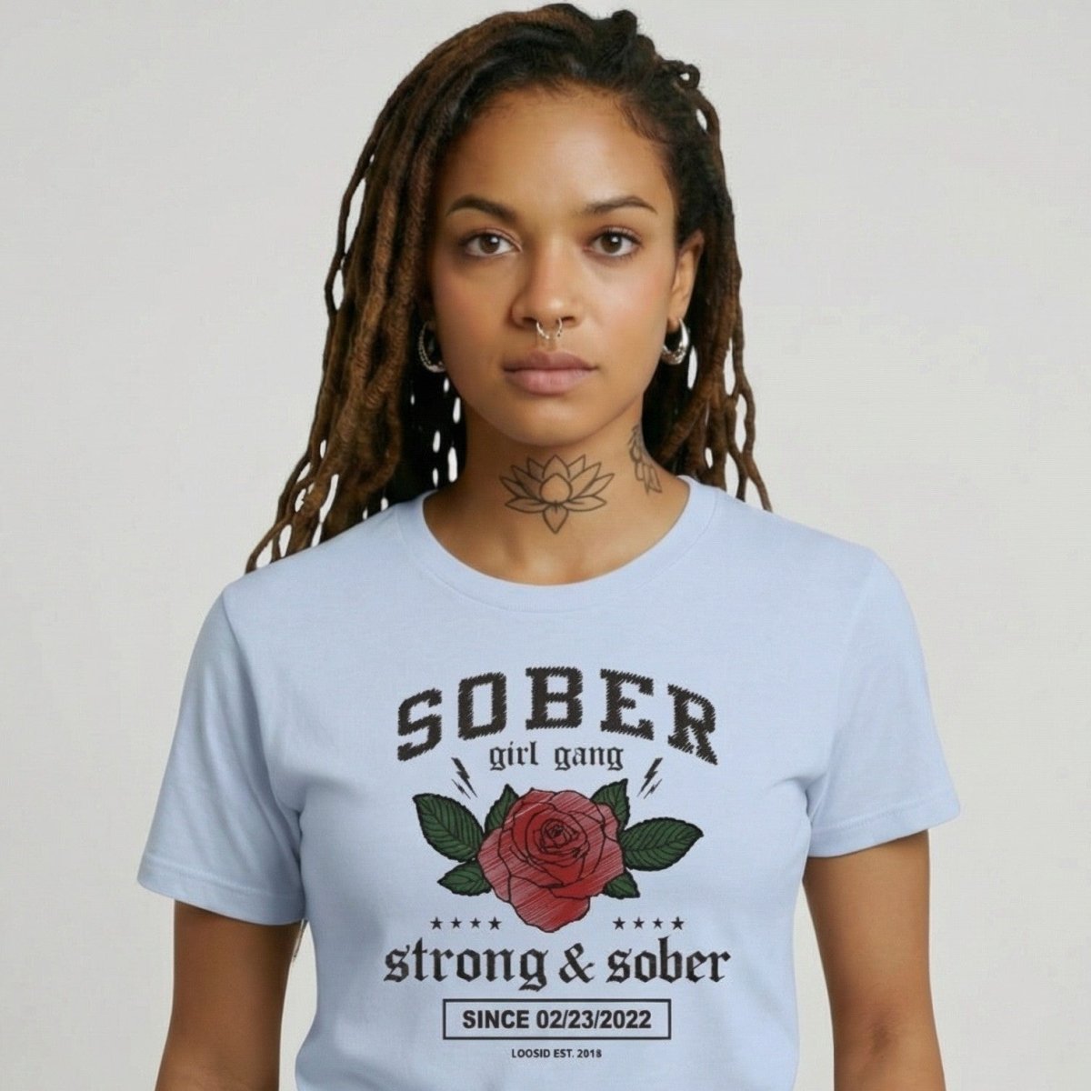 SOBER Girl Gang Strong & Sober Sober T Shirt back view (view 17)