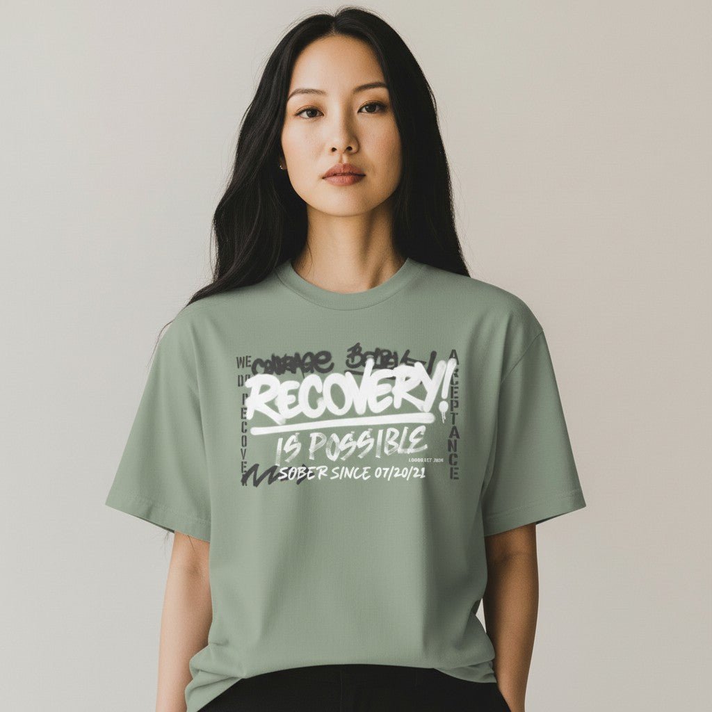 Sober T Shirt | Women's Recovery Is Possible Tee with Personalized Sobriety Date