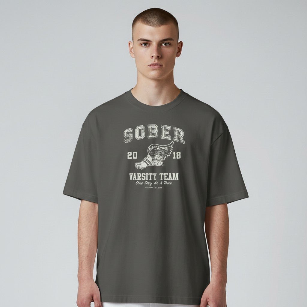 Sober Varsity men's cotton tee from the sobriety and recovery collection (view 13)