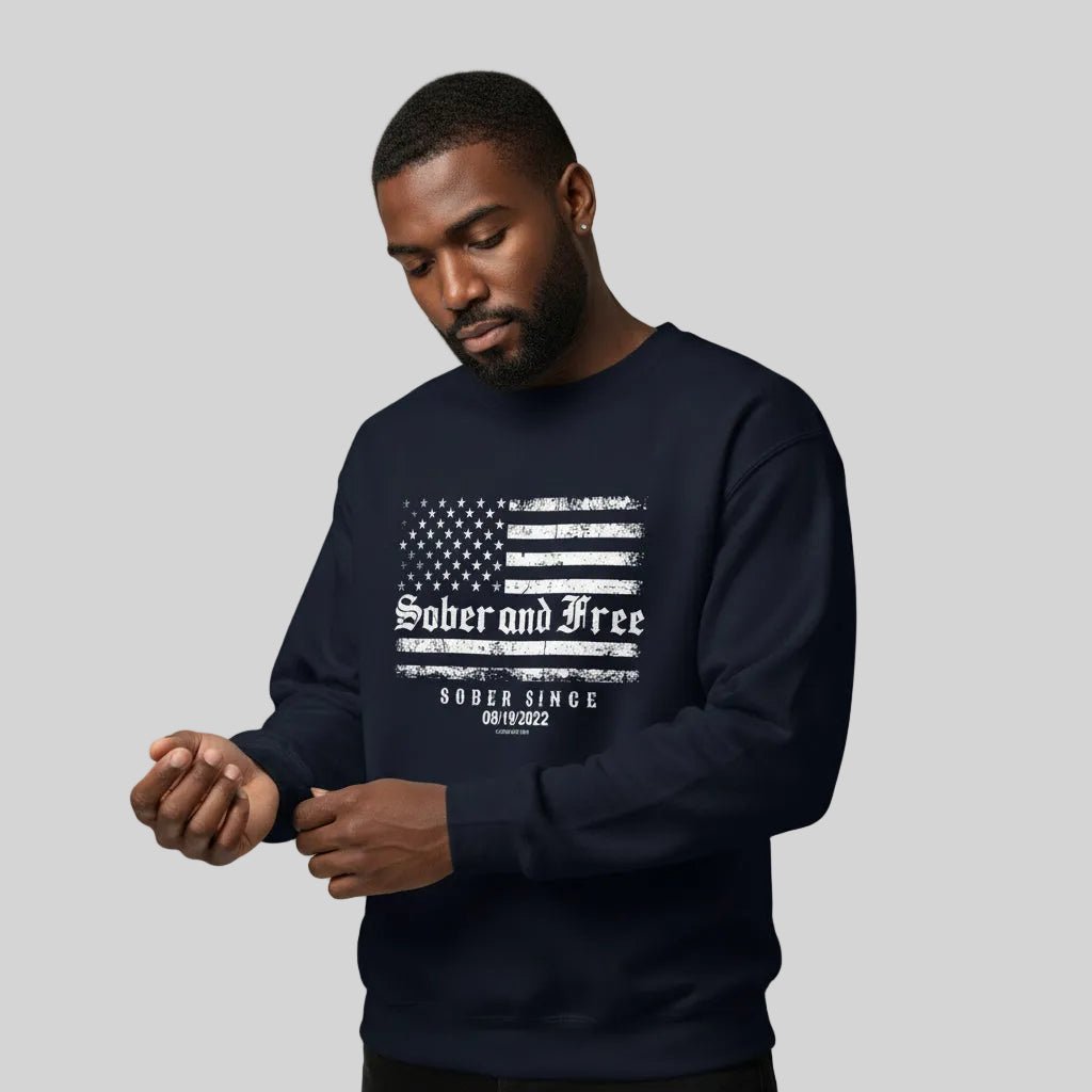 sobriety sweatshirt on model