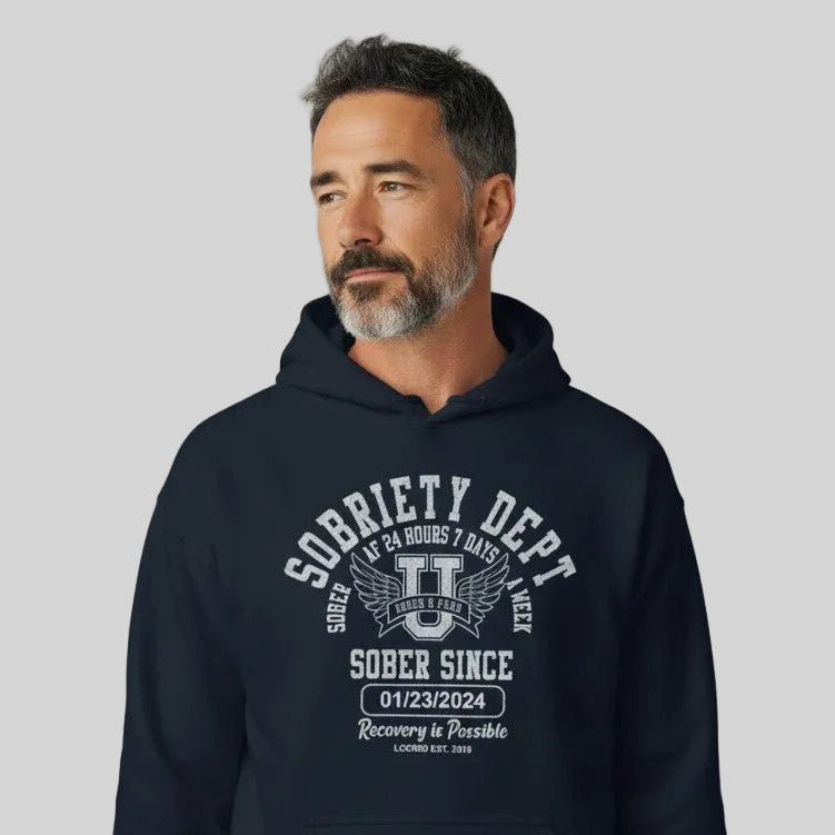 Recovery Hoodie | Sobriety Dept Unisex Hoodie with Custom Sobriety Date