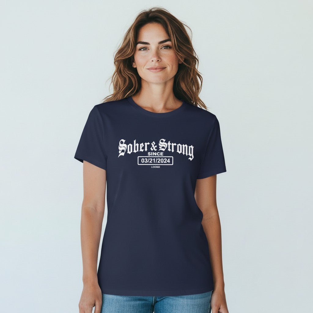 Sober T Shirt | Women’s Old School Tee with Personalized Sobriety Date