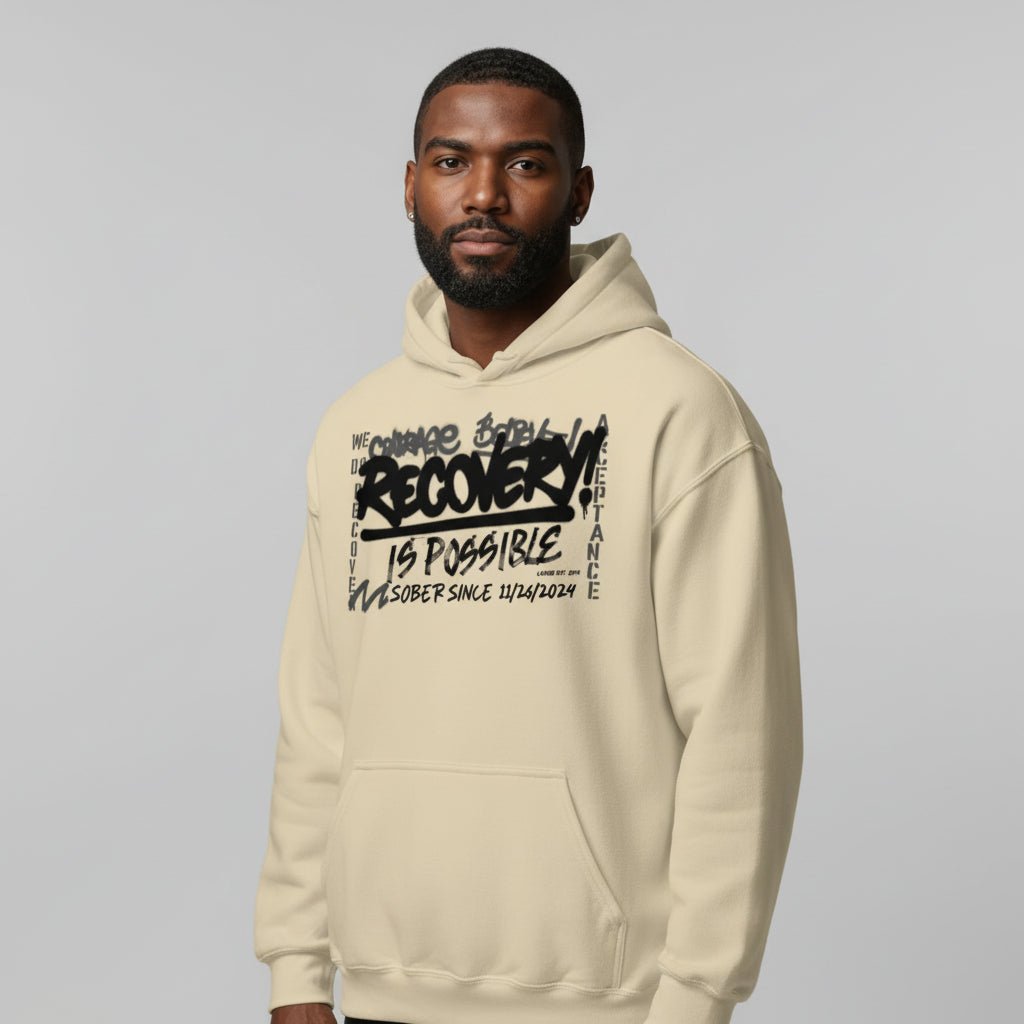 Recovery Hoodie | Men’s Recovery Is Possible Hoodie with Date