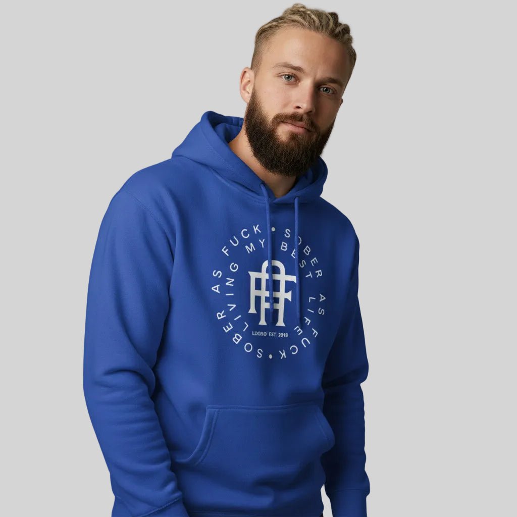 Living My Best Life Sober Recovery Hoodie flat lay styled image (view 13)