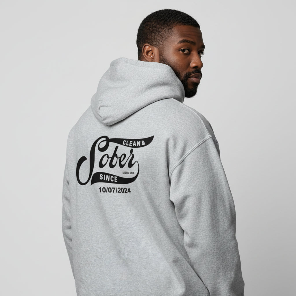 Sober Since Recovery Hoodie close-up view (view 32)