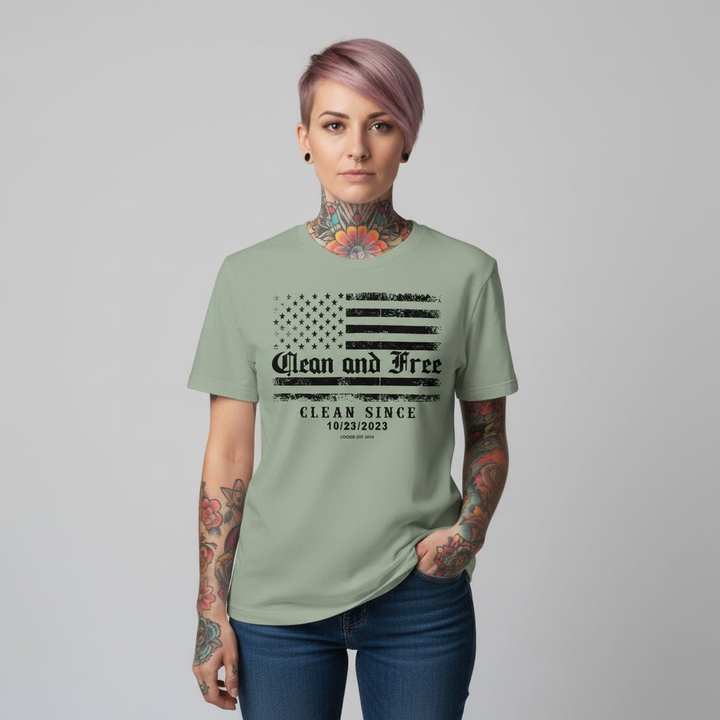 Clean and Free Sober T Shirt featuring the design (view 11)