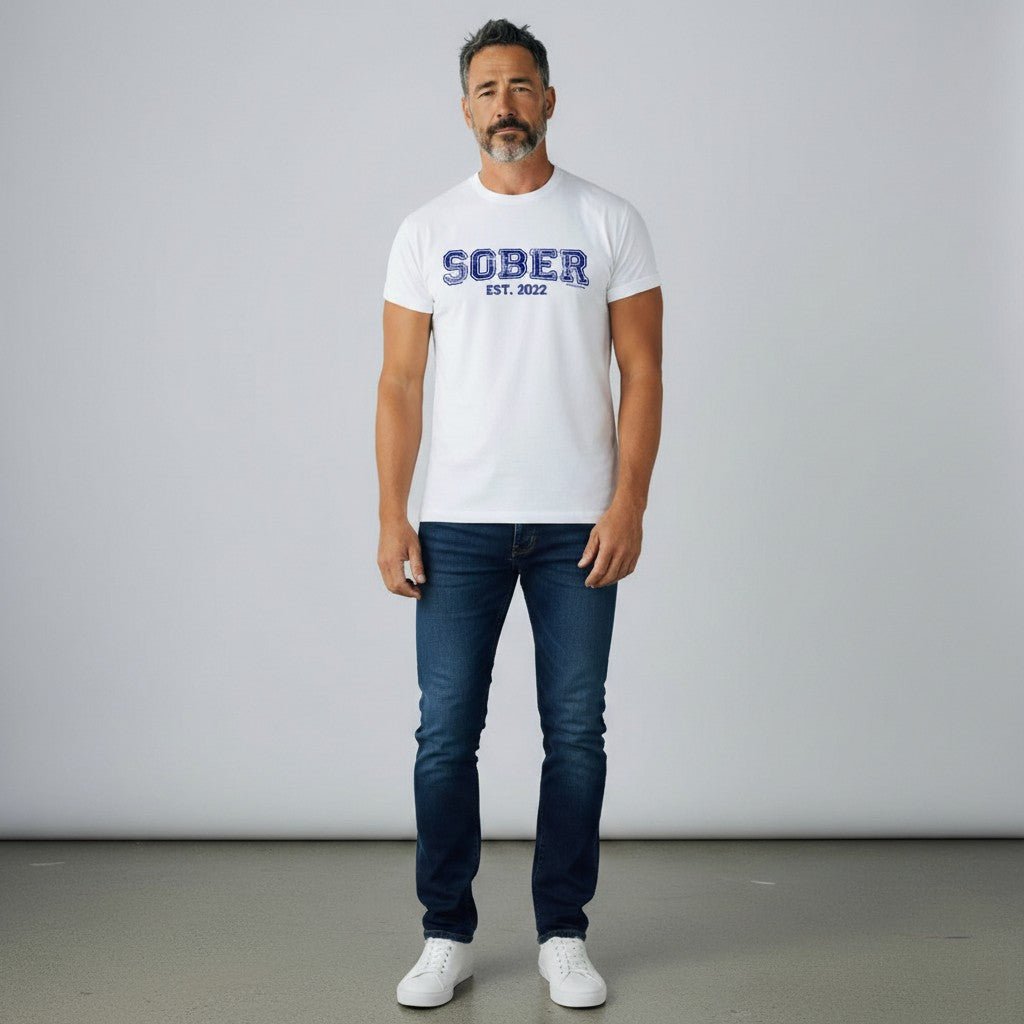 Men's Sober Est. Year T-Shirt w/ Personalized Sobriety Year