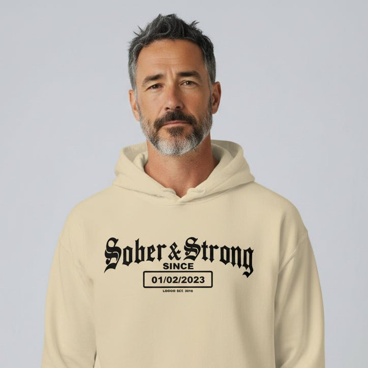 Recovery Hoodie | Unisex Old School Sober Hoodie with Custom Date