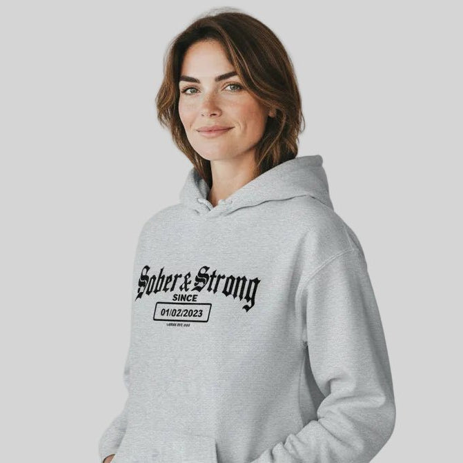 Recovery Hoodie | Unisex Old School Sober Hoodie with Custom Date