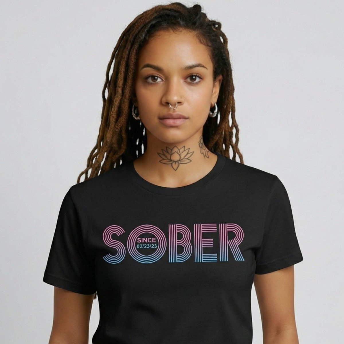 Retro Sober Since Sober T Shirt side view (view 6)