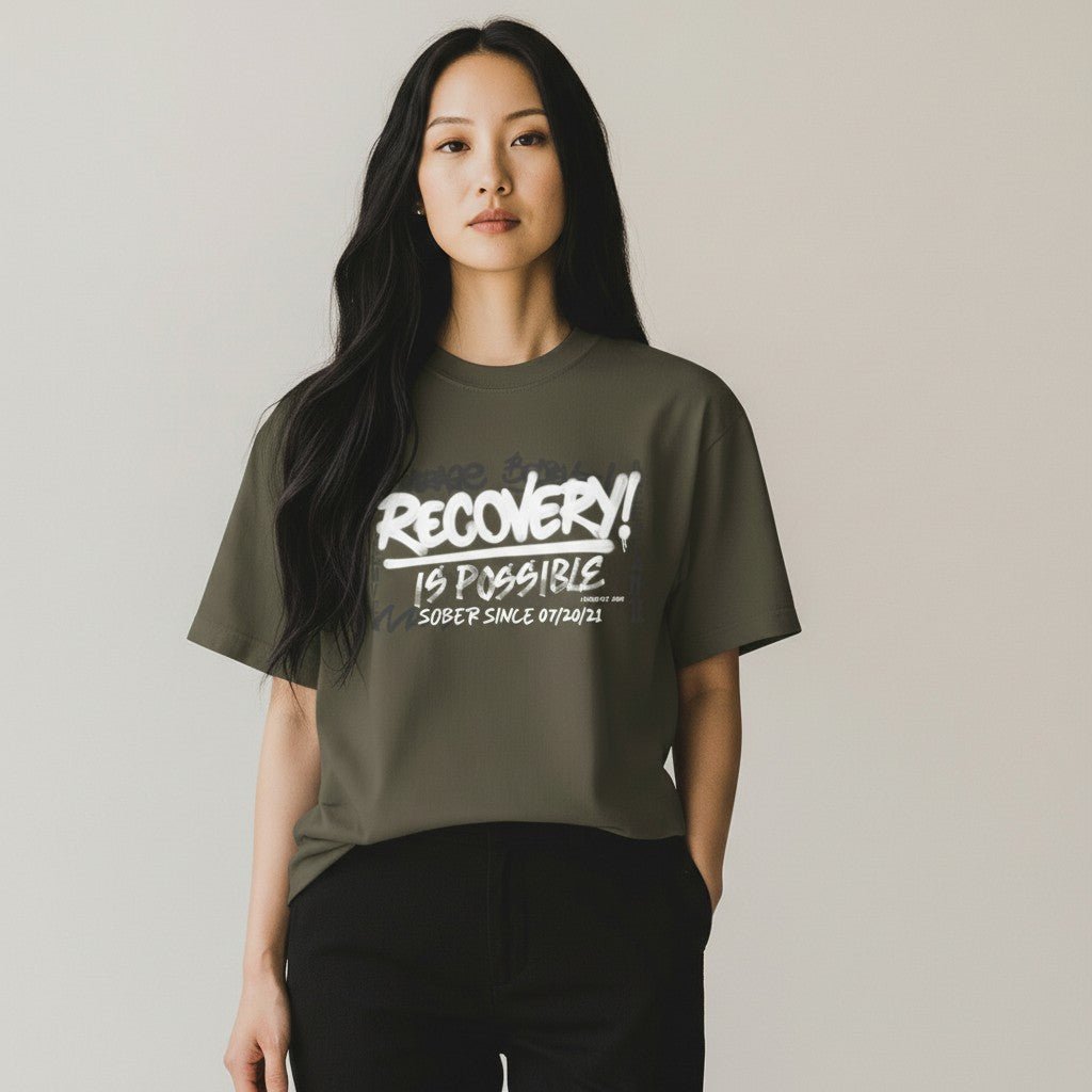 Sober T Shirt | Women's Recovery Is Possible Tee with Personalized Sobriety Date