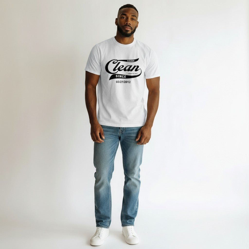 Clean Since Tee with Personalized Sobriety Date | Sober T Shirt