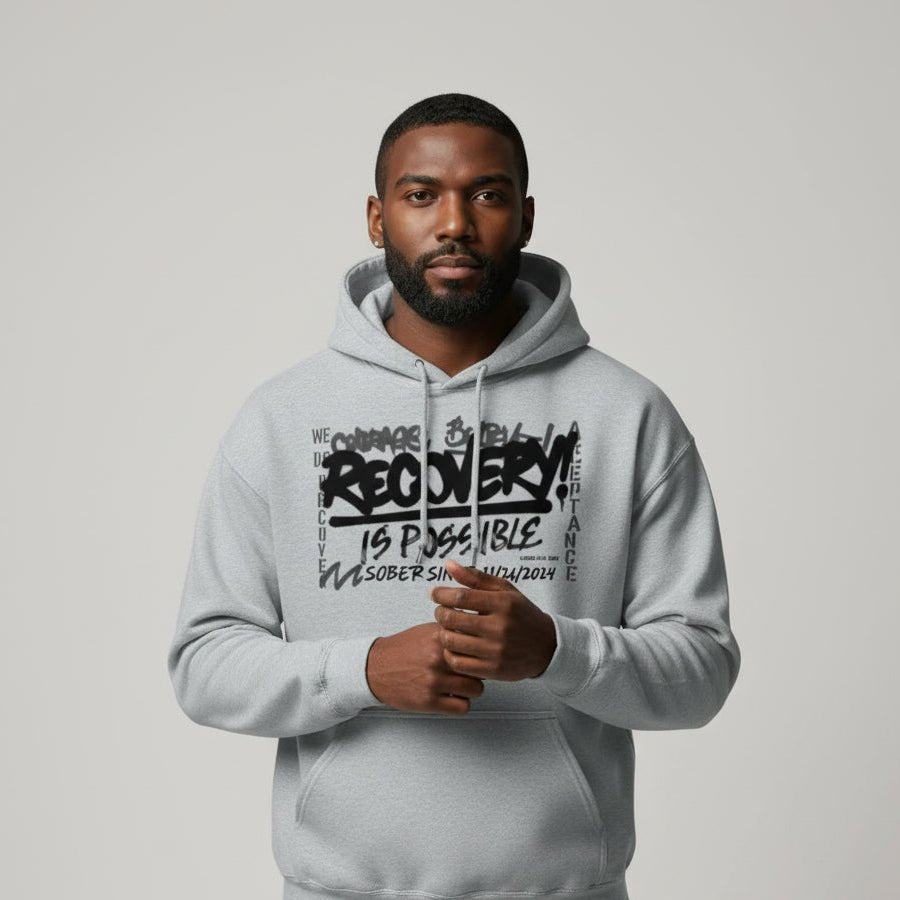 Recovery Hoodie | Men’s Recovery Is Possible Hoodie with Date