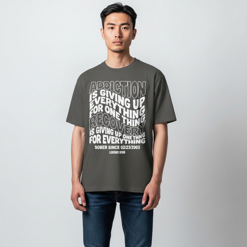 Recovery T-shirt | Men's Addiction is Giving up T-shirt with Personalized Date