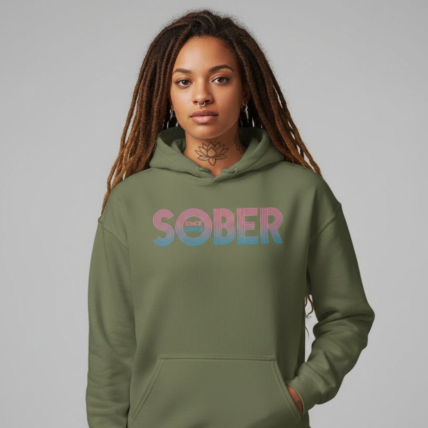 Recovery Hoodie | Retro Sobriety Date Hoodie with Personalized Date