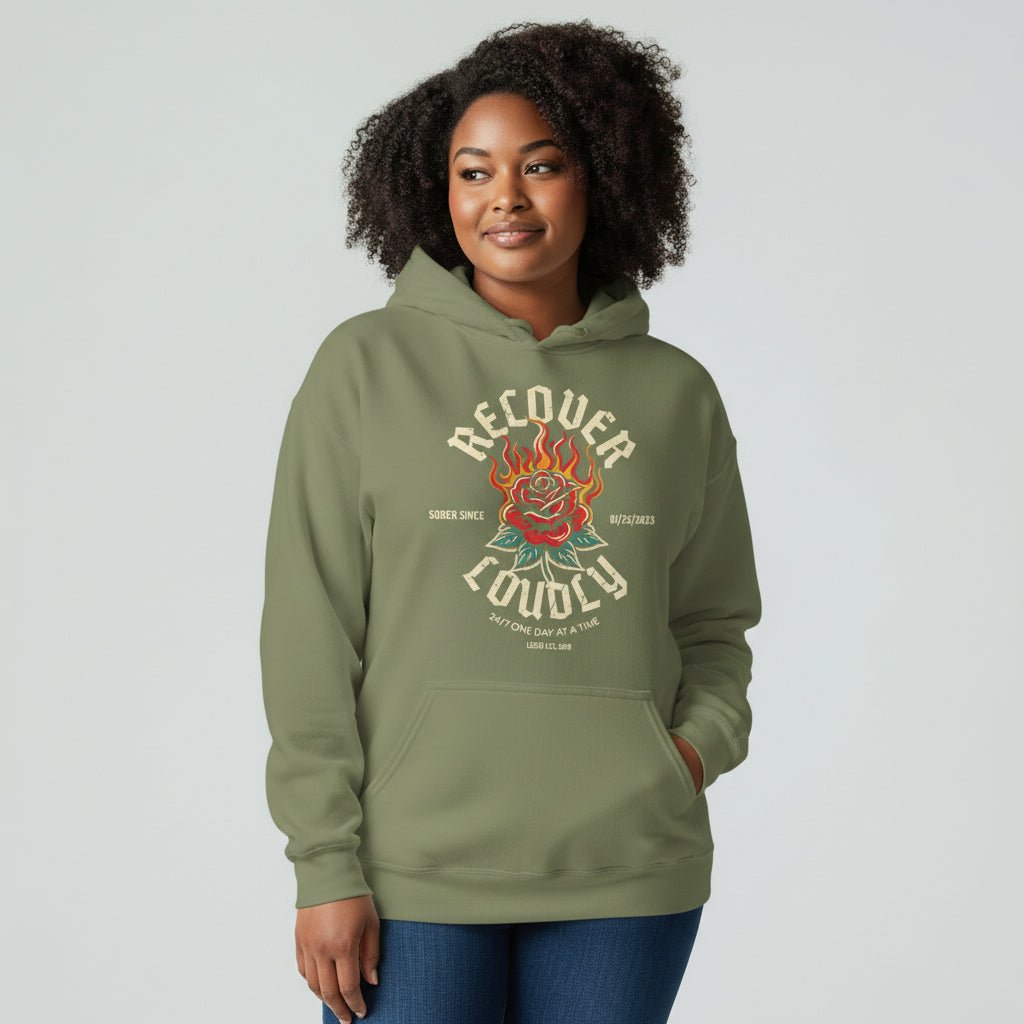Recovery Hoodie | Recover Loudly Women’s Custom Sobriety Date