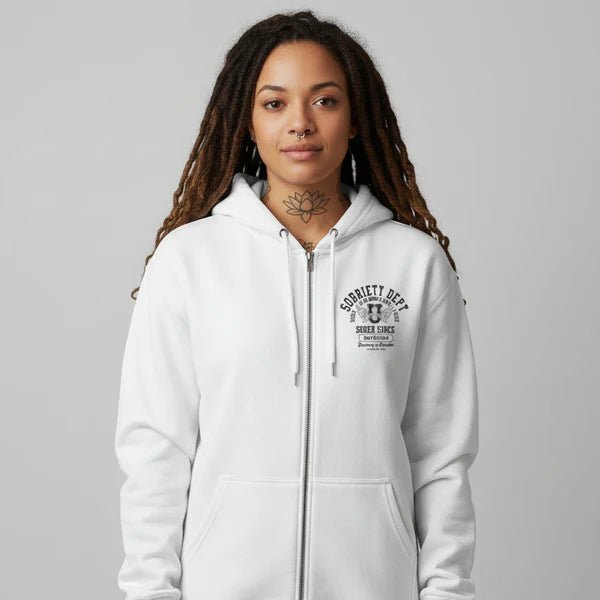 Sobriety Dept Zip Recovery Hoodie packaging detail (view 18)