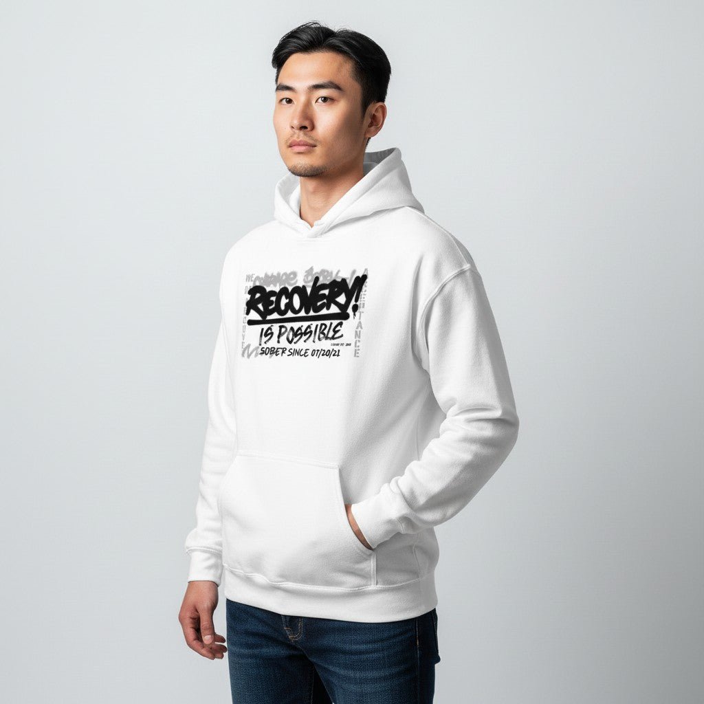 Recovery Hoodie | Men’s Recovery Is Possible Hoodie with Date
