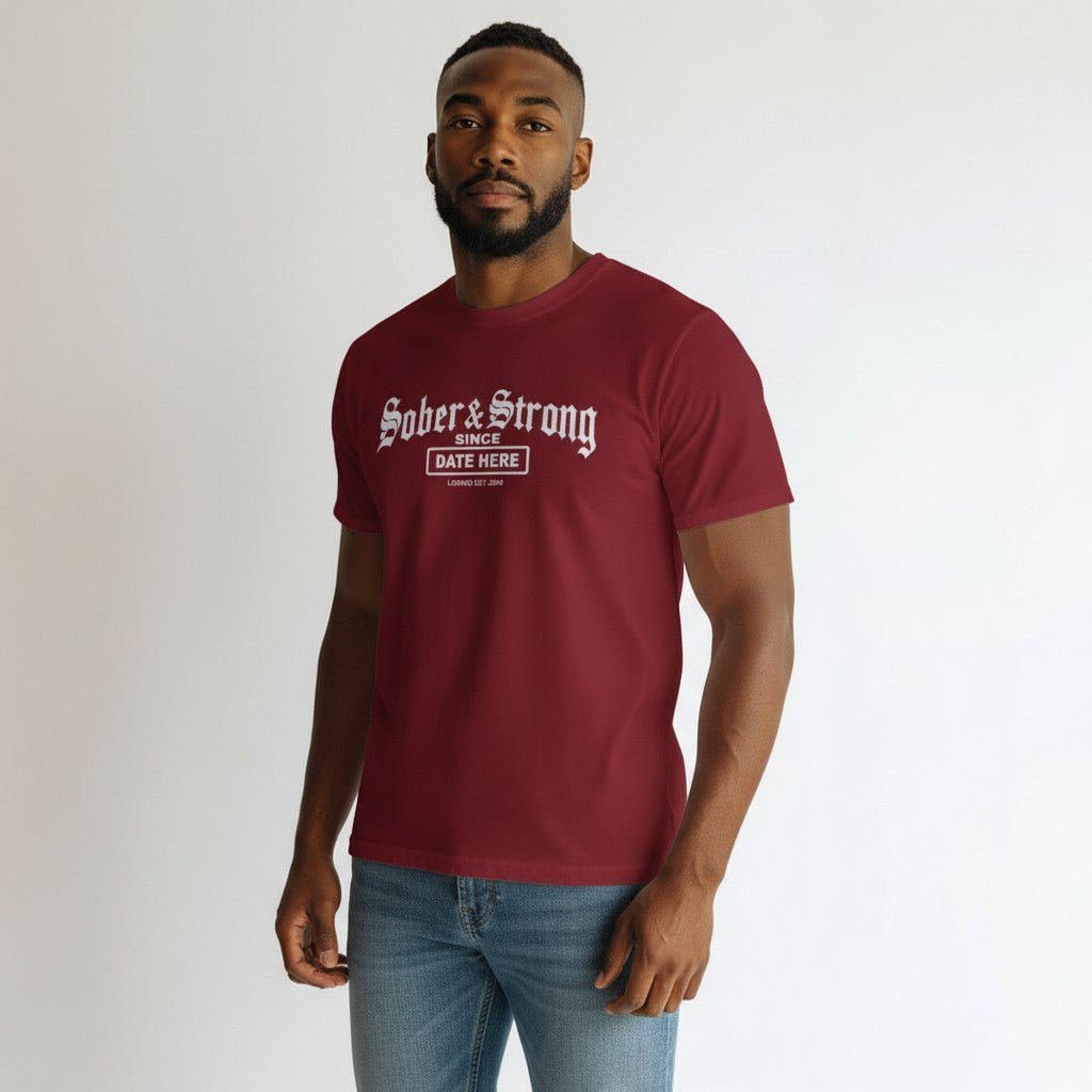 Sober T Shirt | Men’s Old School Tee with Personalized Sobriety Date