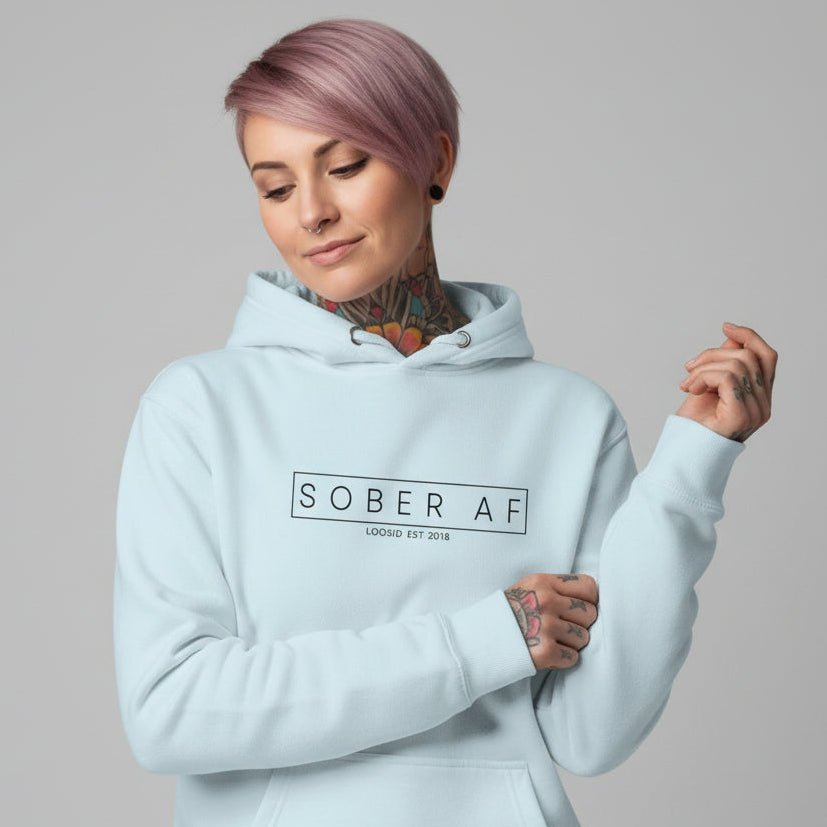 Recovery Hoodie | Sober AF Women's Hoodie with Custom Sobriety Date