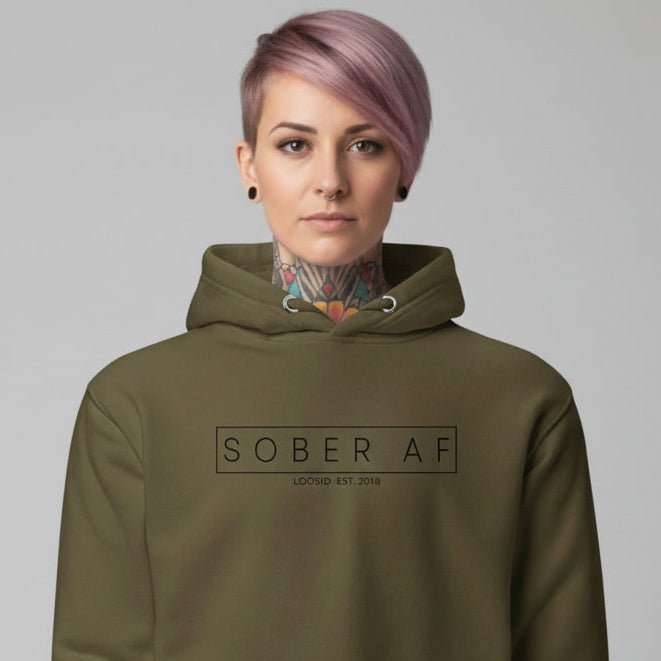 Recovery Hoodie | Sober AF Women's Hoodie with Custom Sobriety Date