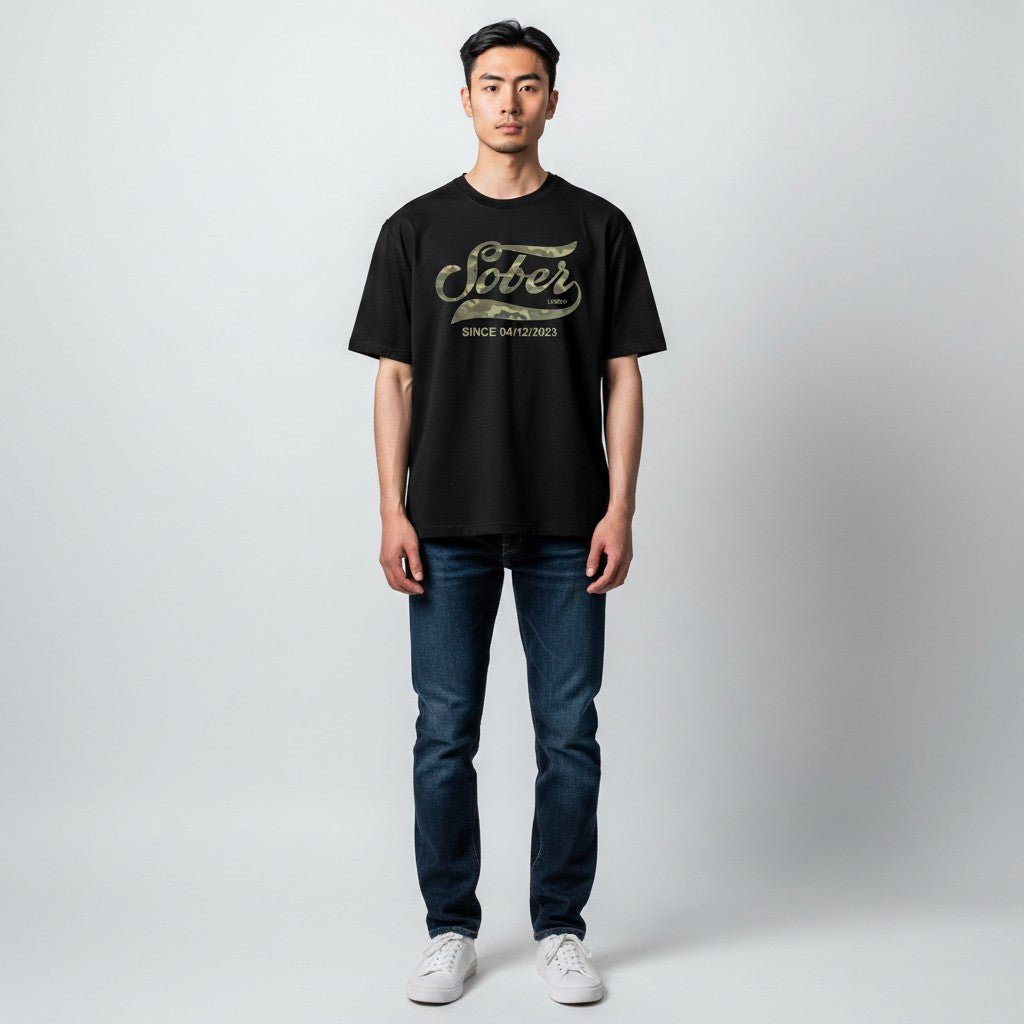 Sober T Shirt | Sober Since Camo Tee with Personalized Date