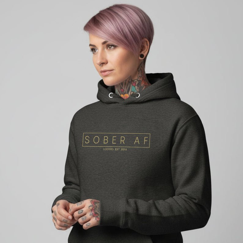 Recovery Hoodie | Sober AF Women's Hoodie with Custom Sobriety Date