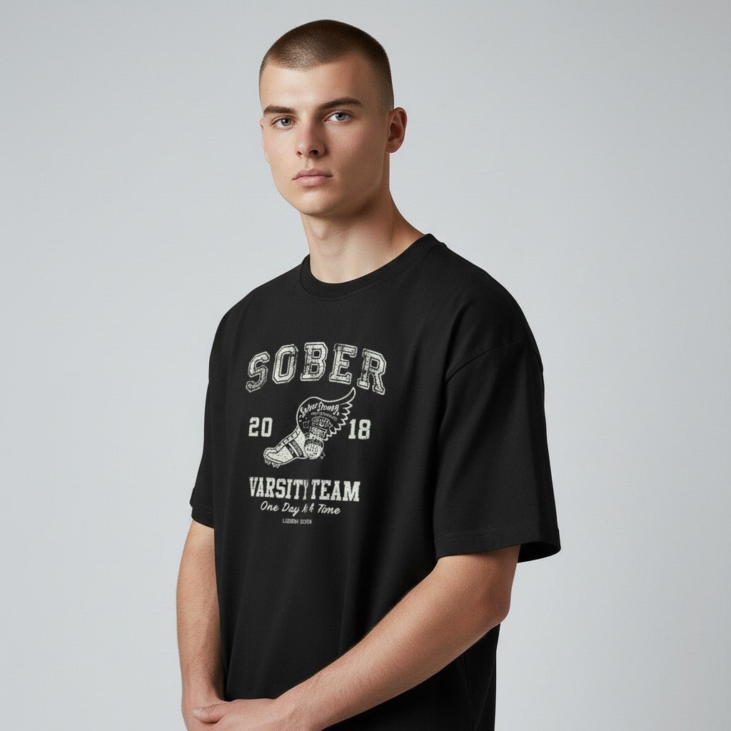 Sober Varsity men's cotton tee from the sobriety and recovery collection