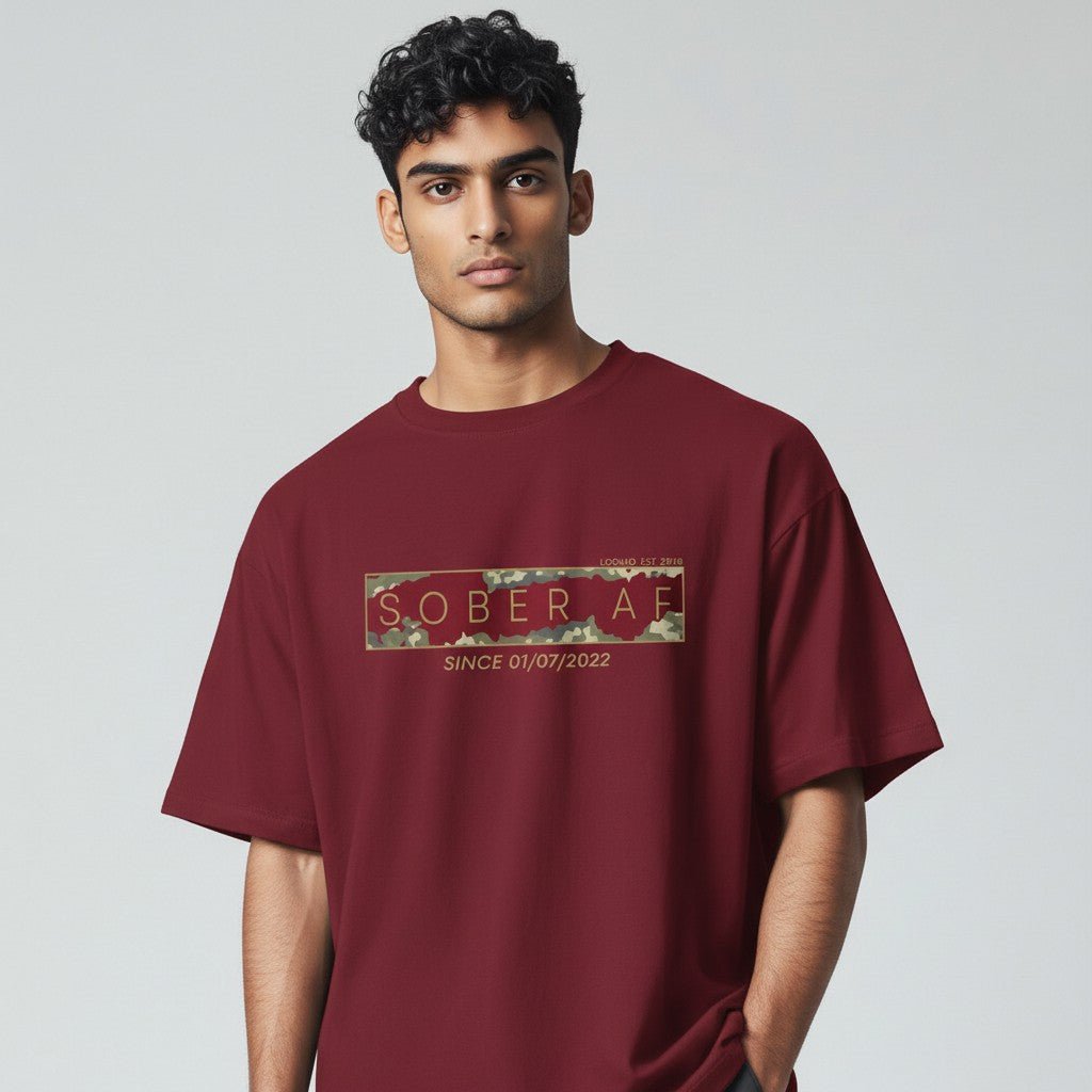 Sober T Shirt | Men’s Sober AF Camo Tee with Personalized Date