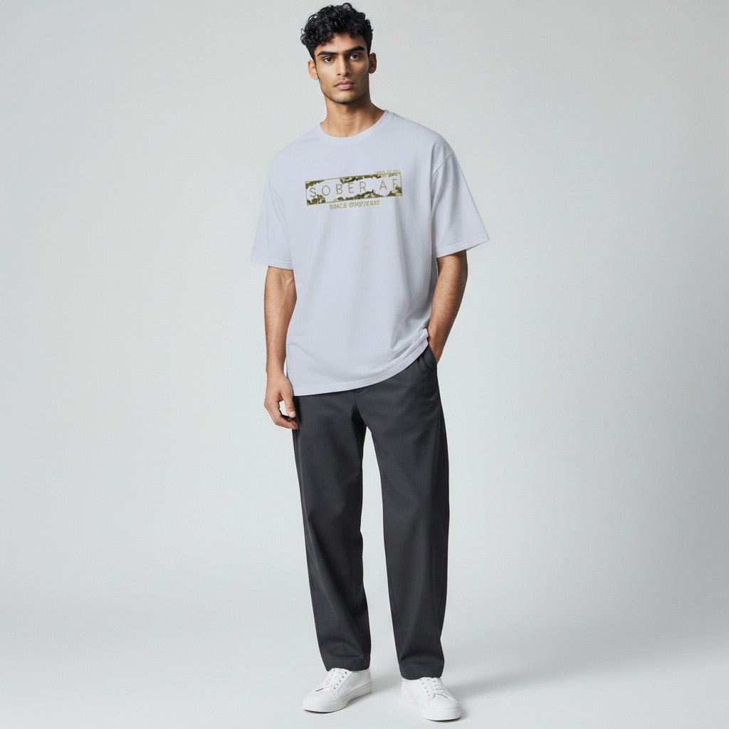Sober T Shirt | Men’s Sober AF Camo Tee with Personalized Date
