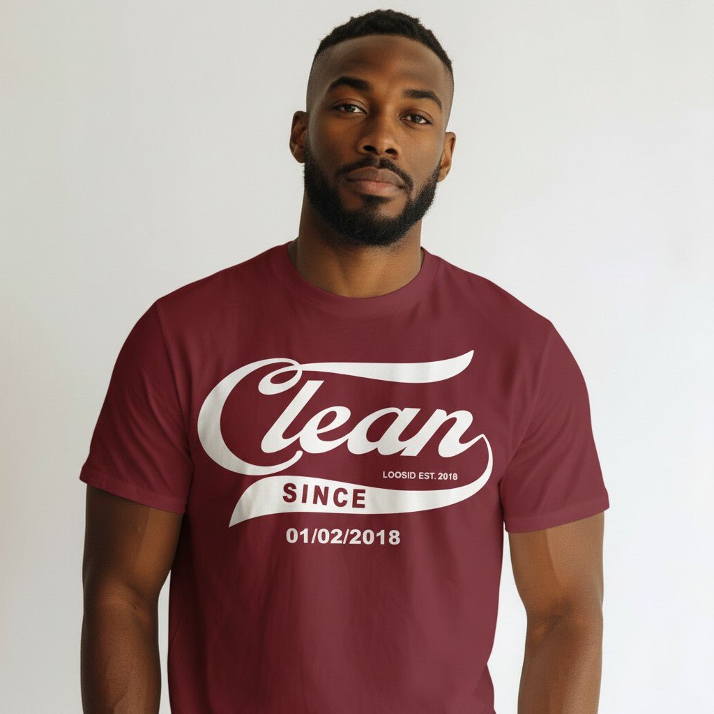 Clean Since Tee with Personalized Sobriety Date | Sober T Shirt