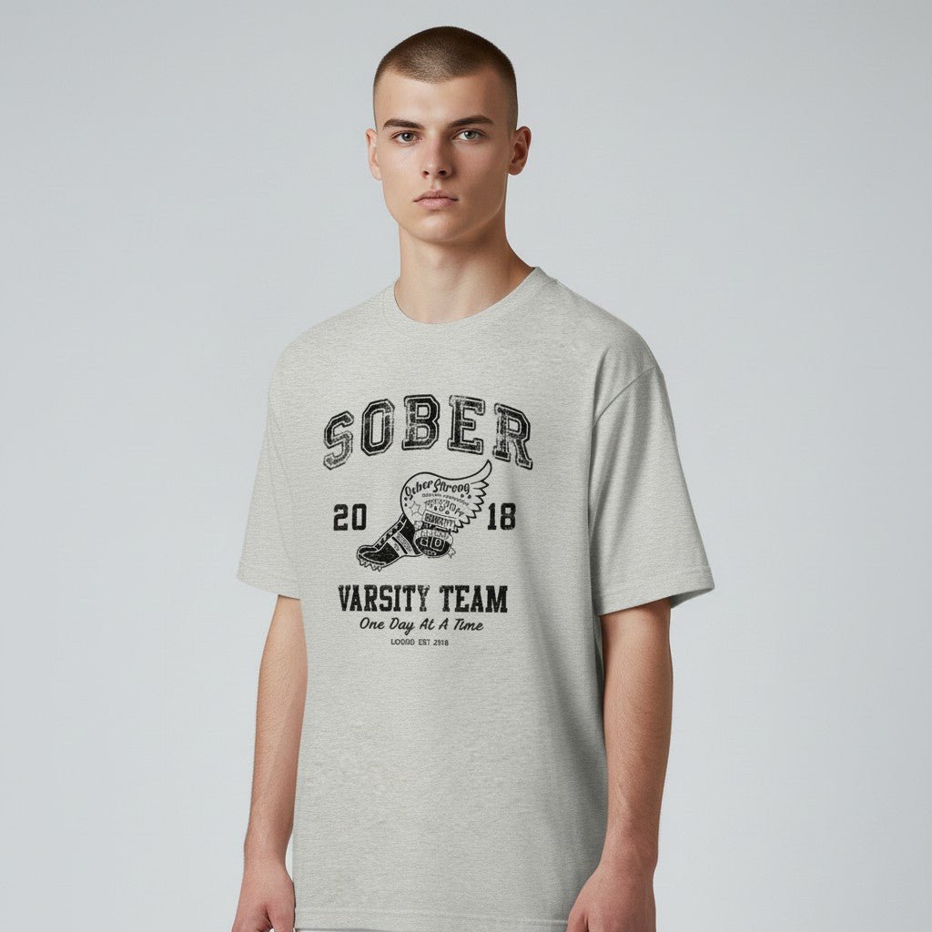 Sober Varsity Sober T Shirt styled as a Sober Shirt (view 17)
