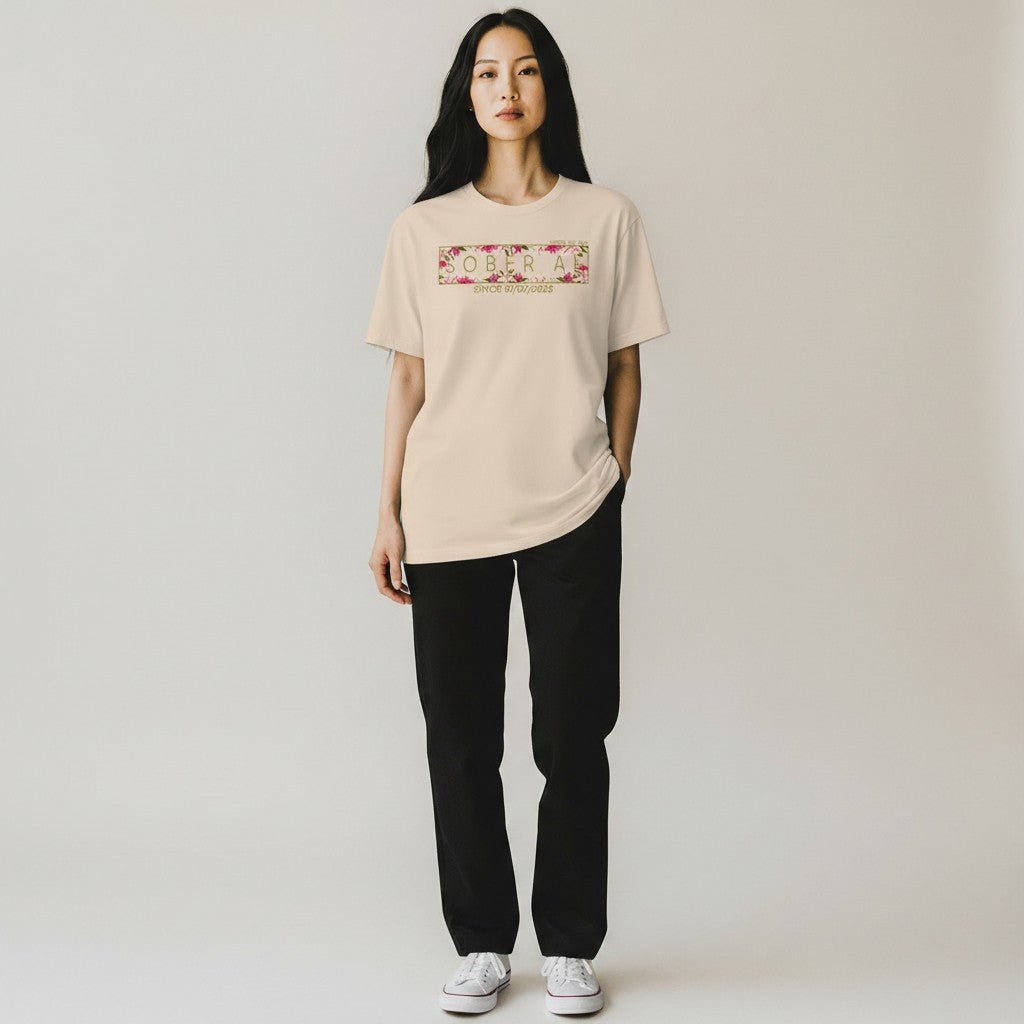 Sober T Shirt | Women’s Sober AF Tee with Custom Sobriety Date in Pastel Colors