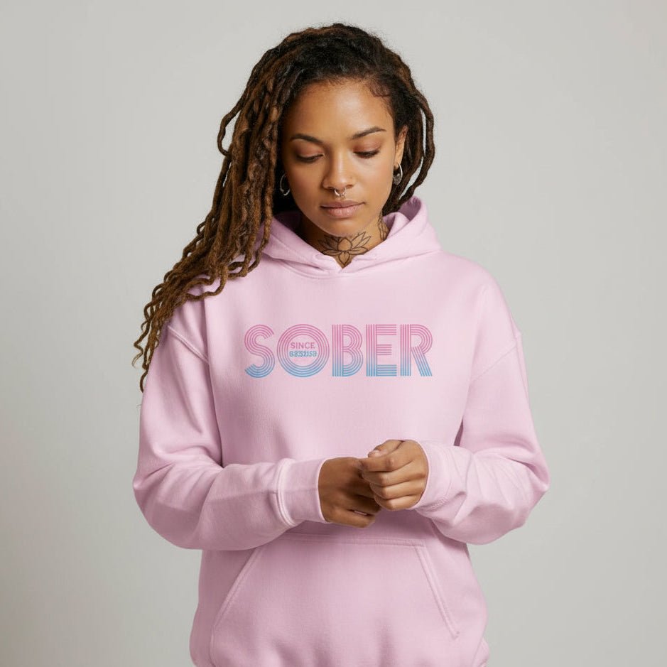 Recovery Hoodie | Retro Sobriety Date Hoodie with Personalized Date