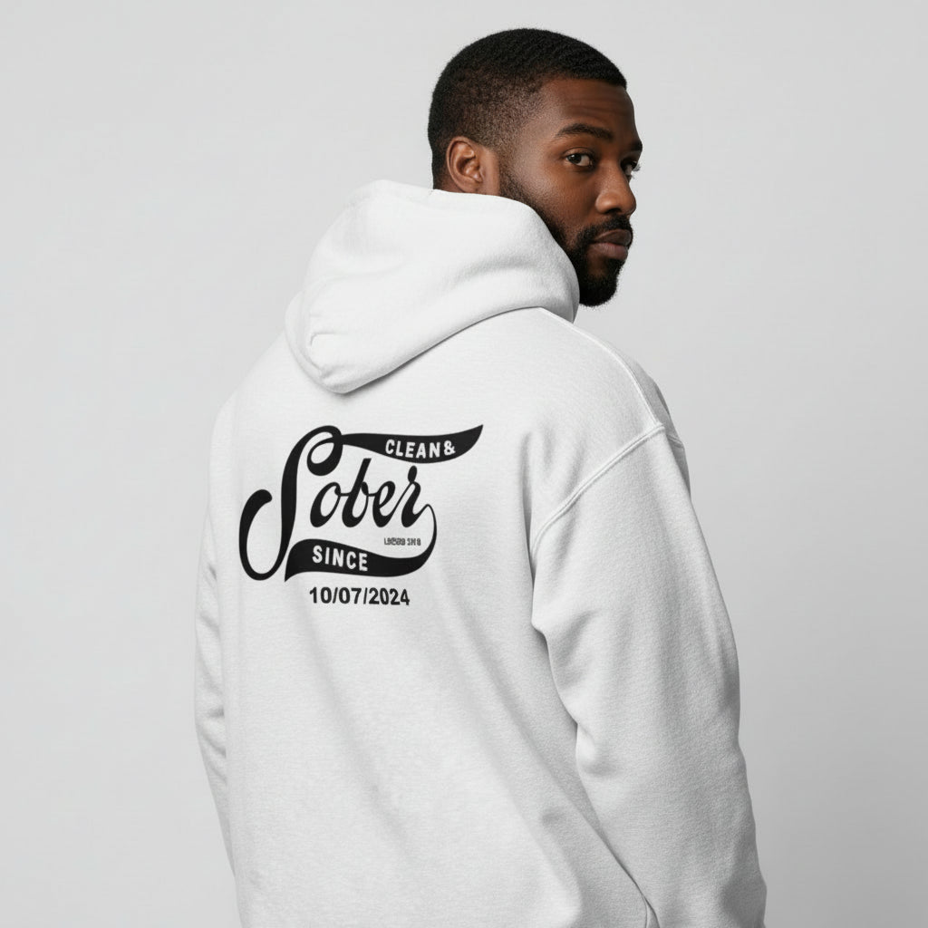 Sober Since Recovery Hoodie back view (view 17)