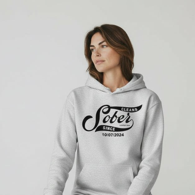 Sober Since Recovery Hoodie close-up view (view 42)