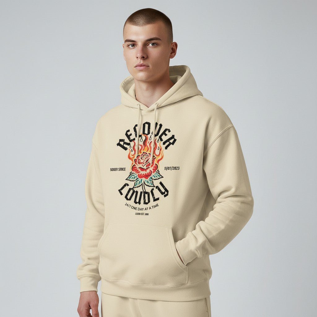 Recovery Hoodie | Recover Loudly Custom Sobriety Date Unisex Hoodie