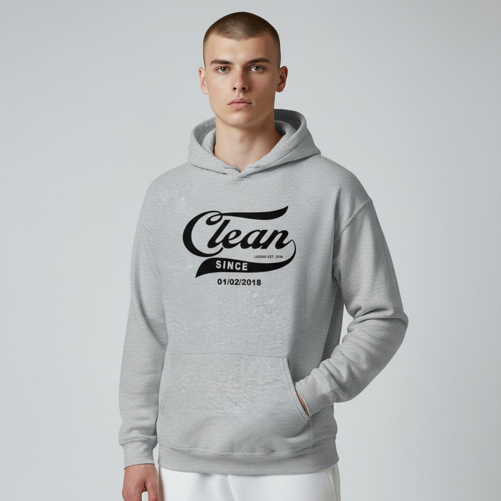 Recovery Hoodie | Men's Clean & Sober Hoodie with Custom Sobriety Date