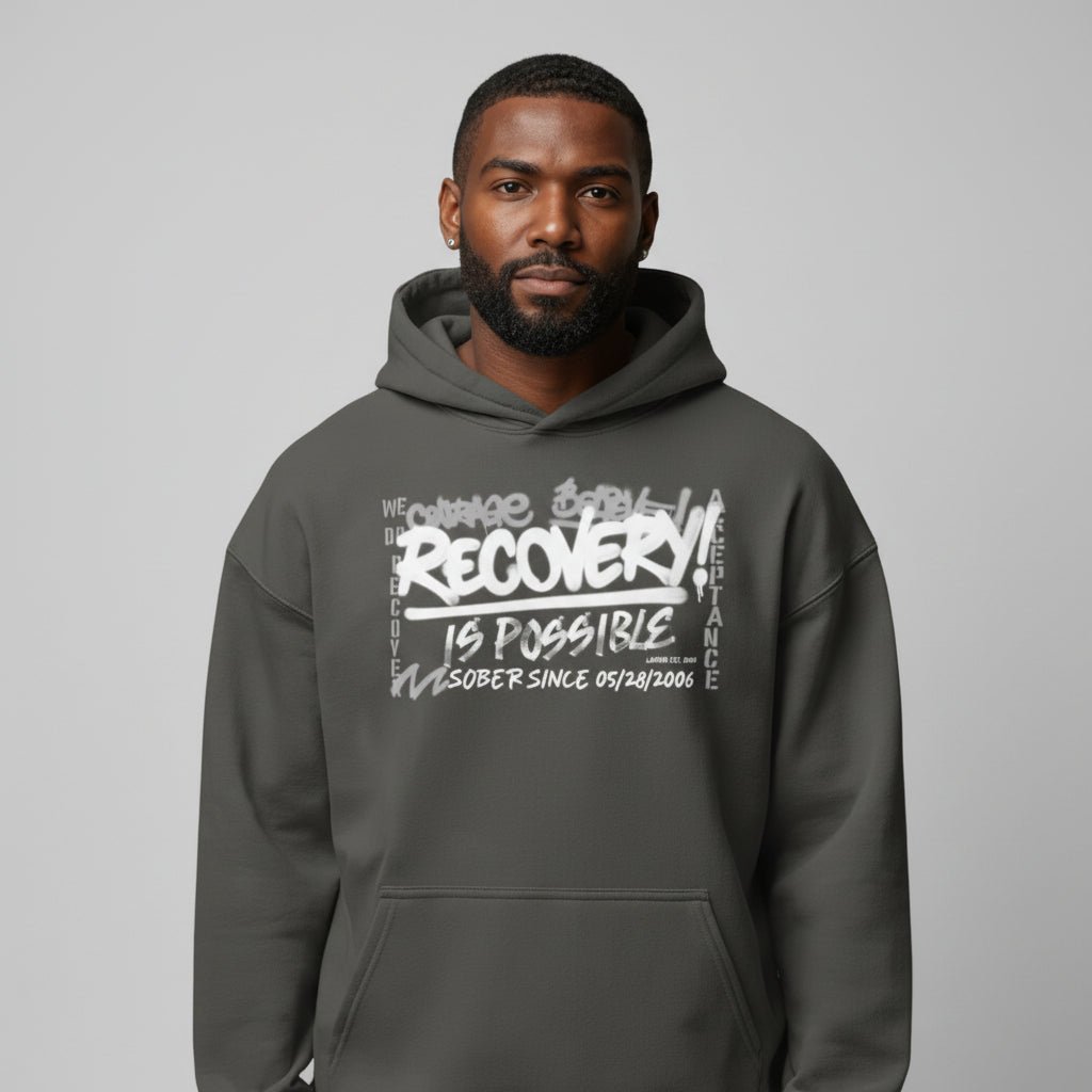 Recovery Hoodie | Men’s Recovery Is Possible Hoodie with Date