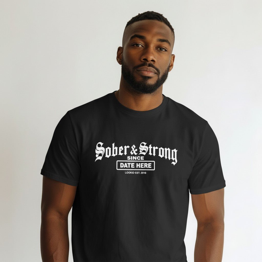 Sober T Shirt | Men’s Old School Tee with Personalized Sobriety Date