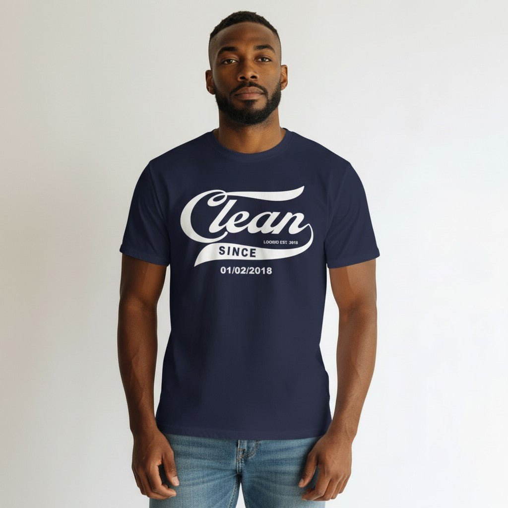 Clean Since Tee with Personalized Sobriety Date | Sober T Shirt