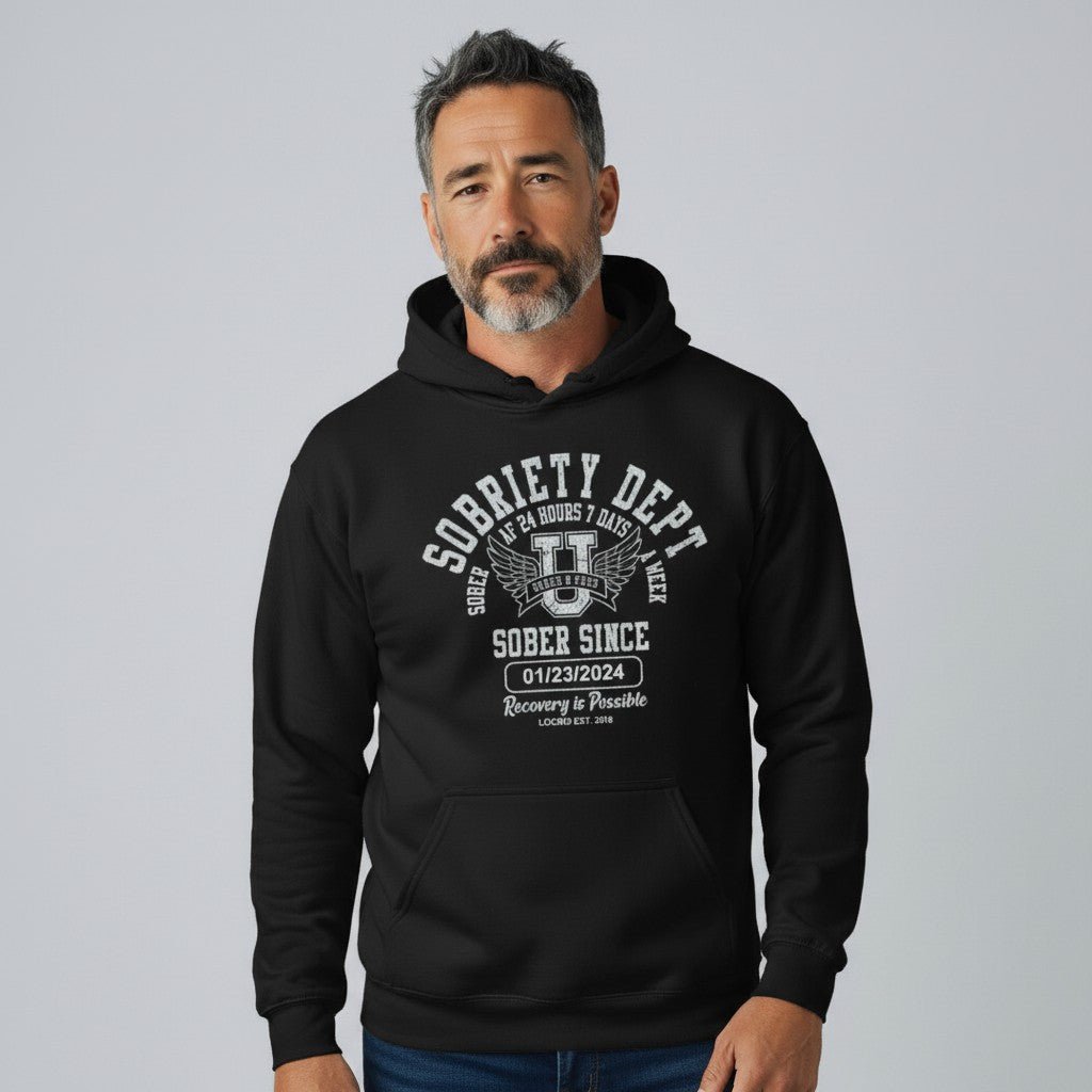 Recovery Hoodie | Sobriety Dept Hoodie with Custom Sobriety Date