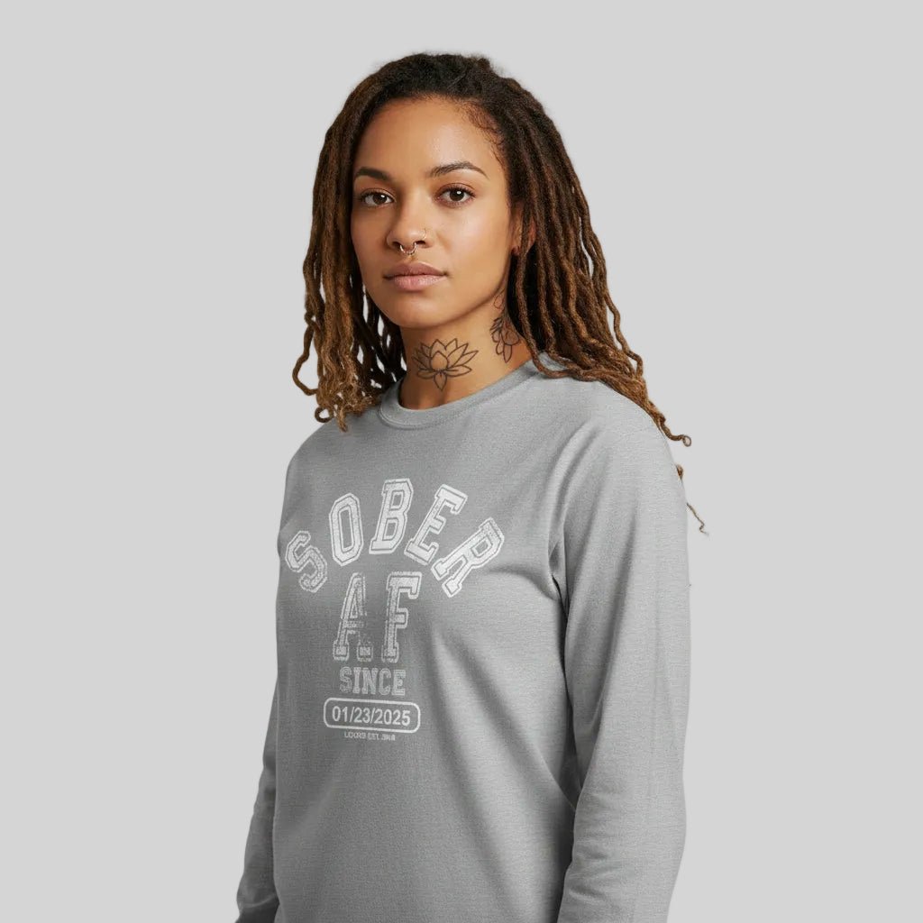 Sober AF Long Sleeve Sober T Shirt lifestyle view (view 25)