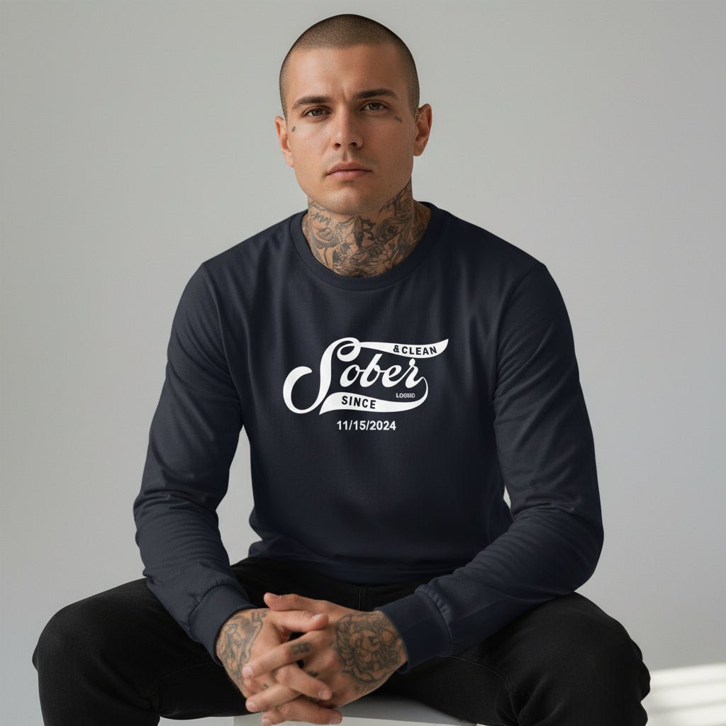 Men's Sober Since Long Sleeve T-shirt w/ Custom Sobriety Date